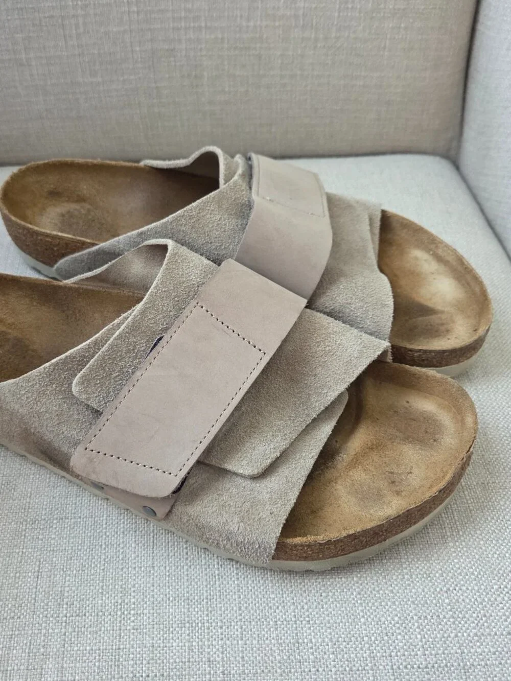 Birkenstock Kyoto Nubuck Suede Sandals Mens Size EU 46 US 13 - 13.5 Gray Slip On